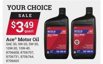 Ace Hardware Ace motor oil offer