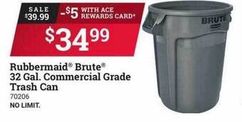 Ace Hardware Rubbermaid brute 32 gal. commercial grade trash can offer