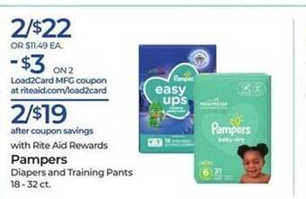 Rite Aid Pampers diapers and training pants offer