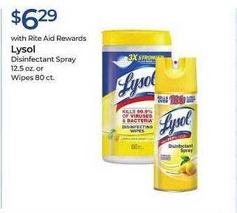 Rite Aid Lysol disinfectant spray offer