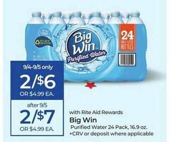 Rite Aid Big win purified water offer