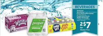 Safeway Waterloo sparkling or pure life purified water, propel electrolyte water beverage offer