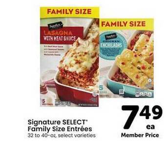 Safeway Signature select family size entrées offer