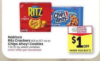 Safeway Nabisco ritz crackers or chips ahoy! cookies offer