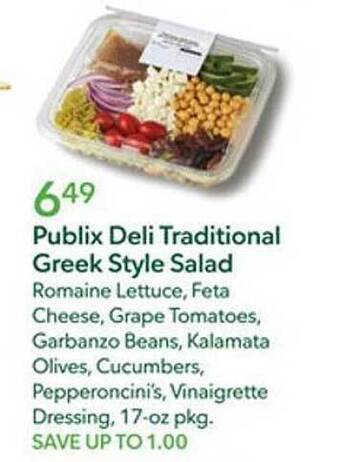 Publix Publix deli traditional greek style salad offer
