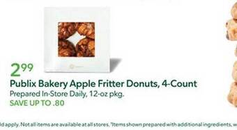 Publix Publix bakery apple fritter donuts, 4-count offer