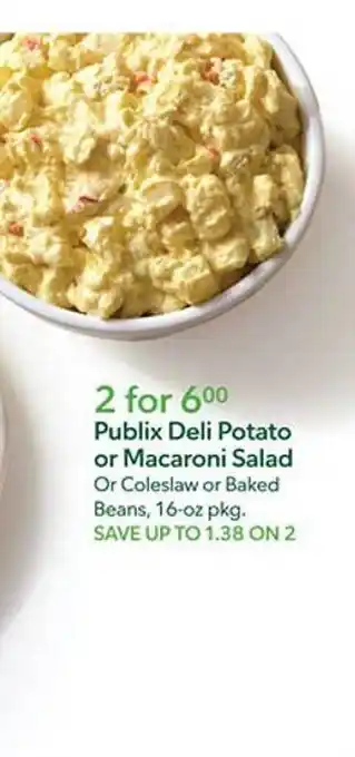 Publix Publix deli potato or macaroni salad offer