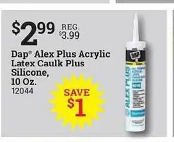 Ace Hardware Dap alex plus acrylic latex caulk plus silicone offer