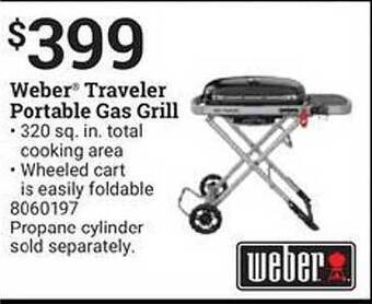 Ace Hardware Weber traveler portable gas grill offer