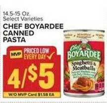 Food Lion Chef boyardee canned pasta offer