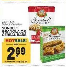 Food Lion Sunbelt granola or cereal bars offer