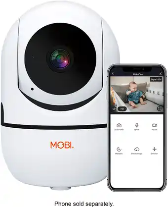 Best Buy Mobi - mobicam hdx smart hd pan & tilt wi-fi baby monitoring camera with 2-way audio and powerful night vision offer