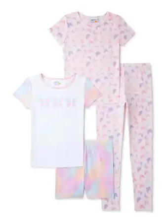 Walmart Bmagical girls tops, shorts and pants pajama set, 4-piece, sizes 7-12 offer