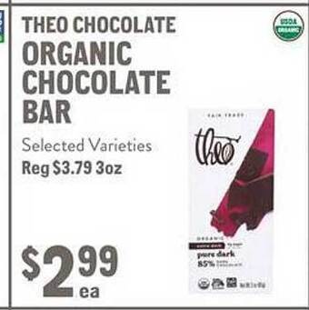 New Seasons Market Theo chocolate organic chocolate bar offer