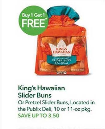 Publix King's hawaiian slider buns offer