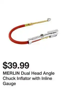 Dual head angle chuck inflator with inline gauge