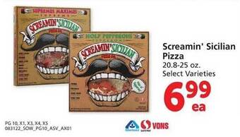 Vons Screamin' sicilian pizza offer