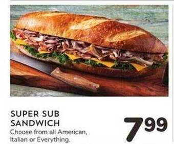 Albertsons Super sub sandwich offer