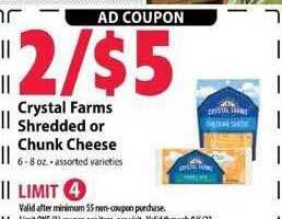 Festival Foods Crystal farms shredded or chunk cheese offer