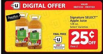 Safeway Signature select apple juice offer