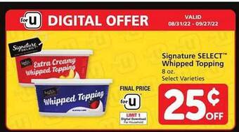 Safeway Signature select whipped topping offer