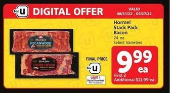 Vons Hormel stack pack bacon offer
