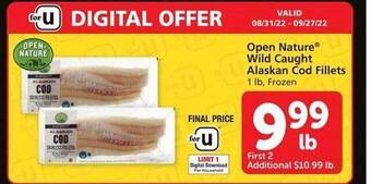 Vons Open nature wild caught alaskan cod fillets offer