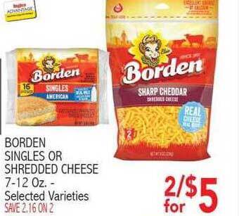 Ingles Markets Borden singles or shredded cheese offer