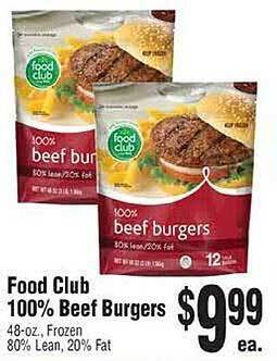 Rosauers Food club 100% beef burgers offer