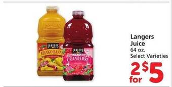 Vons Langers juice offer