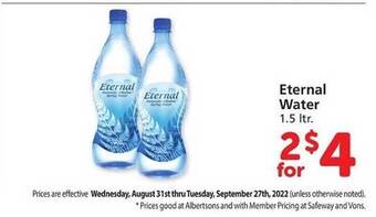 Vons Eternal water offer