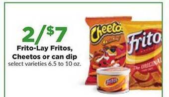 Hy-Vee Frito-lay fritos, cheetos or can dip offer