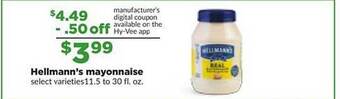 Hy-Vee Hellmann's mayonnaise offer