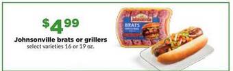 Hy-Vee Johnsonville brats or grillers offer