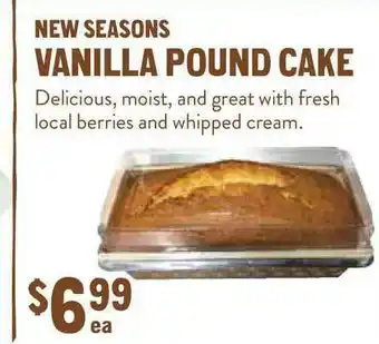 New Seasons Market Vanilla Pound Cake offer
