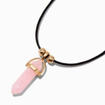 Claire's Pink glow in the dark mystical gem pendant black cord necklace offer