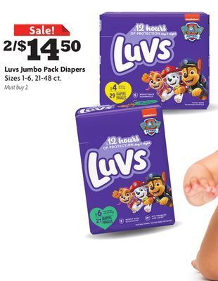 Family Dollar Luvs jumbo pack diapers offer