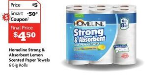 Family Dollar Homeline strong & absorbent lemon scented paper towels offer