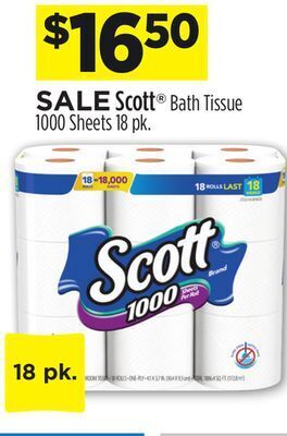 Dollar General Scott® bath tissue 1000 sheets offer