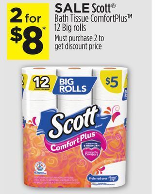 Dollar General Scott® bath tissue comfortplus offer
