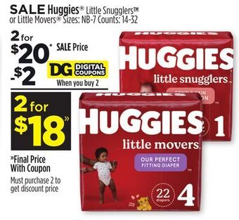 Dollar General Huggies® little snugglers tm or little movers® offer