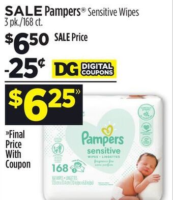 Dollar General Pampers® sensitive wipes offer