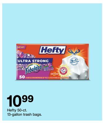 Target Hefty 50-ct. 13-gallon trash bags. offer