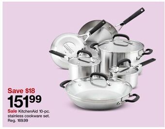 Target Kitchenaid 10-pc. stainless cookware set offer