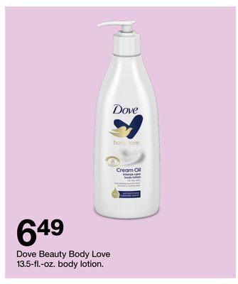 Target Dove beauty body love 13.5-fl.-oz. body lotion offer