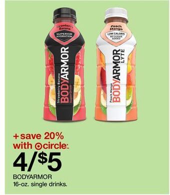 Target Bodyarmor 16 - oz. single drinks offer