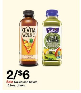 Target Naked and kevita 15.2 - oz. drinks offer