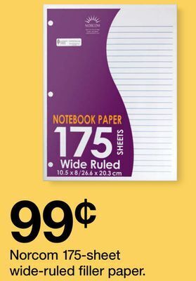 Target Norcom 175-sheet wide-ruled filler paper offer
