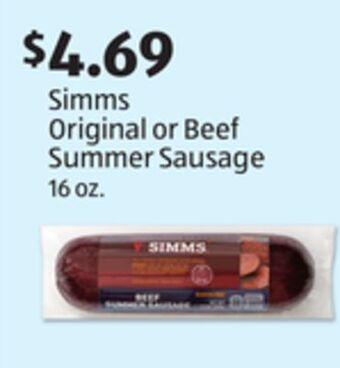 Aldi Simms original or beef summer sausage offer