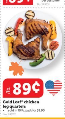 Lidl Gold leaf® chicken leg quarters offer